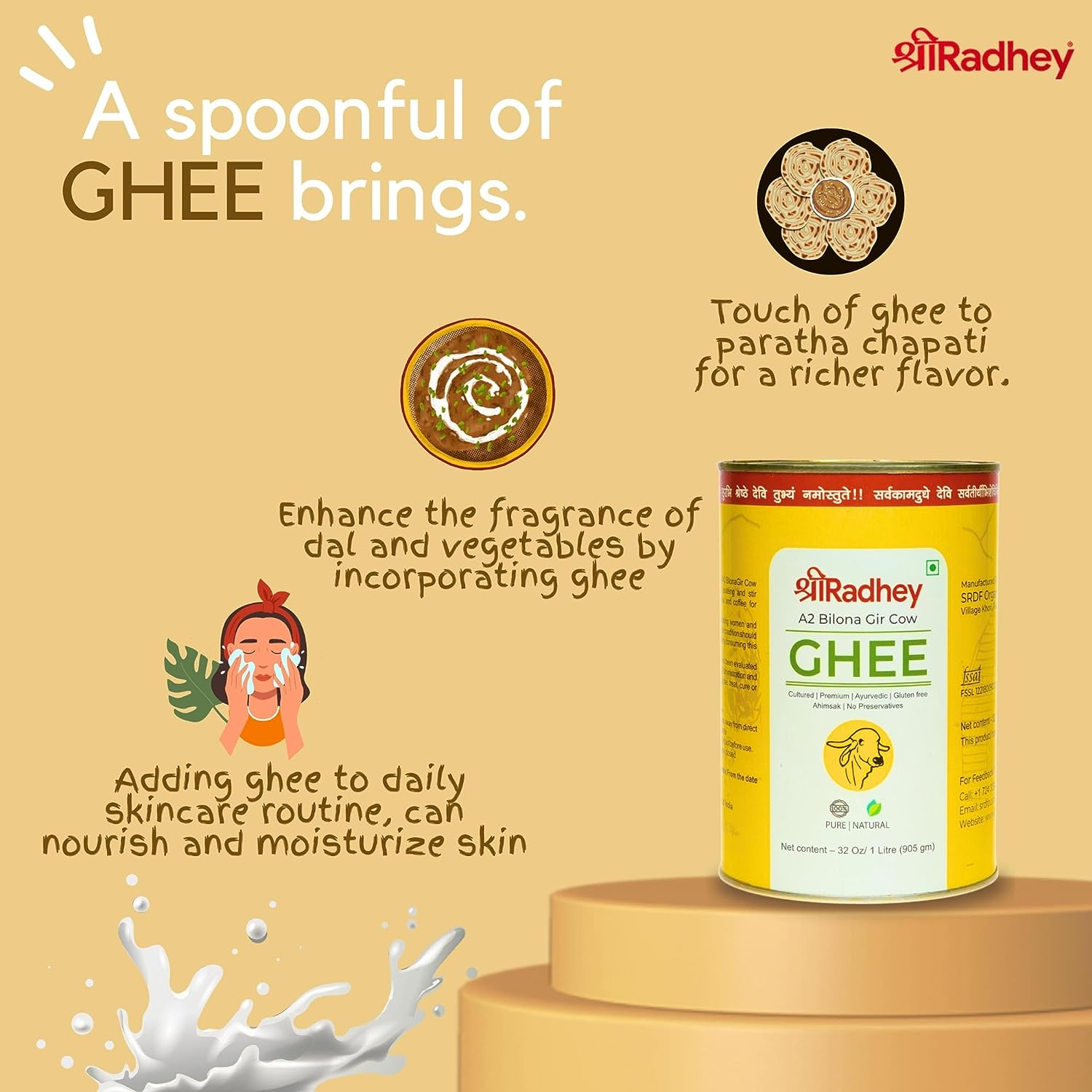 Shreeradhey A2 Bilona Gir Cow Ghee - 1 L image 4
