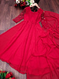 Georgette With Full Stitch With Embroidery Sleeve Work Dress image 4
