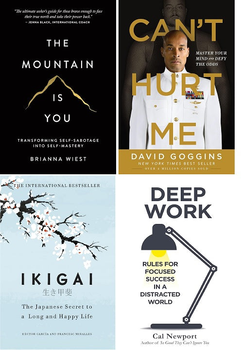 Combo Set of 4 Books ( Mountain is you + Can't Hurt Me+Ikigai+Deep Work) PPRBCK image 1