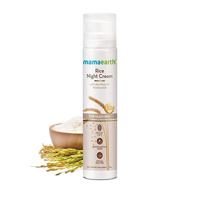 Mamaearth Rice Night Cream with Niacinamide & Rice Water – Hydrating Face Cream (50g) image 2