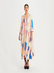 Fashion Wear Block Printed Party Wear French Crepe Kaftan Top J5713 image 1