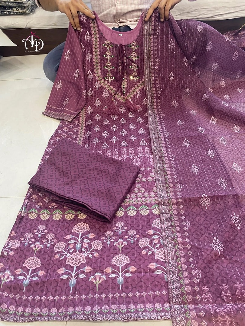 Muslin Silk Multi Color Digital Print And Embroidery Mirror Work Readymade Full Dress AK image 5