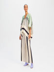 V-Neck Style Stripped Printed Satin Silk Co-ord Sets Kaftan + Pant For Women J5637 image 1