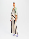 V-Neck Style Stripped Printed Satin Silk Co-ord Sets Kaftan + Pant For Women J5637 image 1