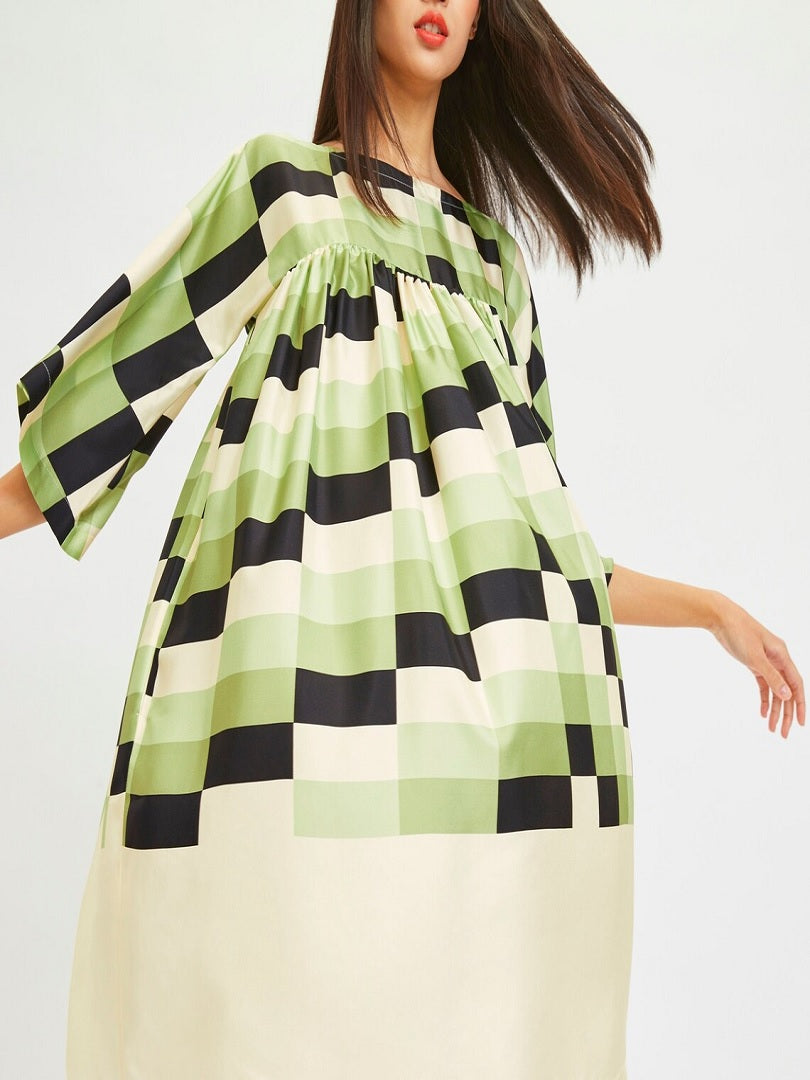 Checked Printed Women Short Maxi Top Party Wear Dress J5756 image 5