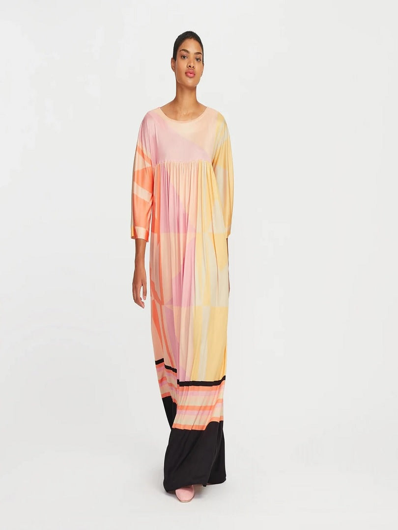 Digital Printed Evening Wear Poly Rayon Cotton Maxi Top Dress Gowns J5758 image 4