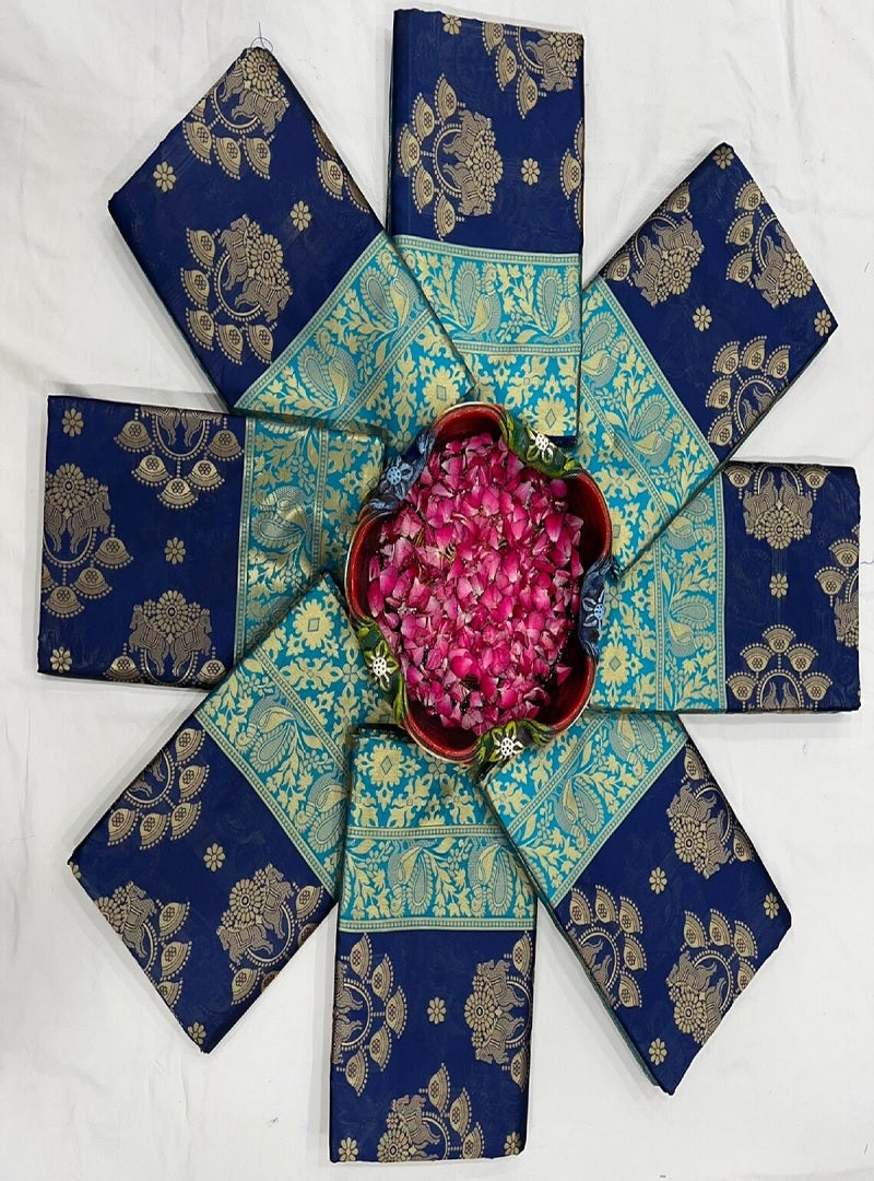 Soft Lichi Silk Jacquard Work Saree And Unstitched Blouse image 5
