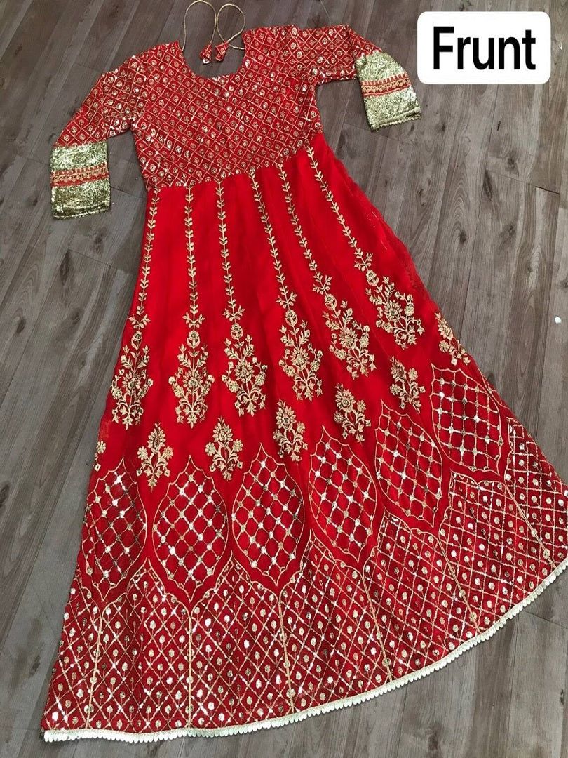 Georgette With Embroidery Sequence Zari Design Work Bridal Gown 13-MA5 image 2