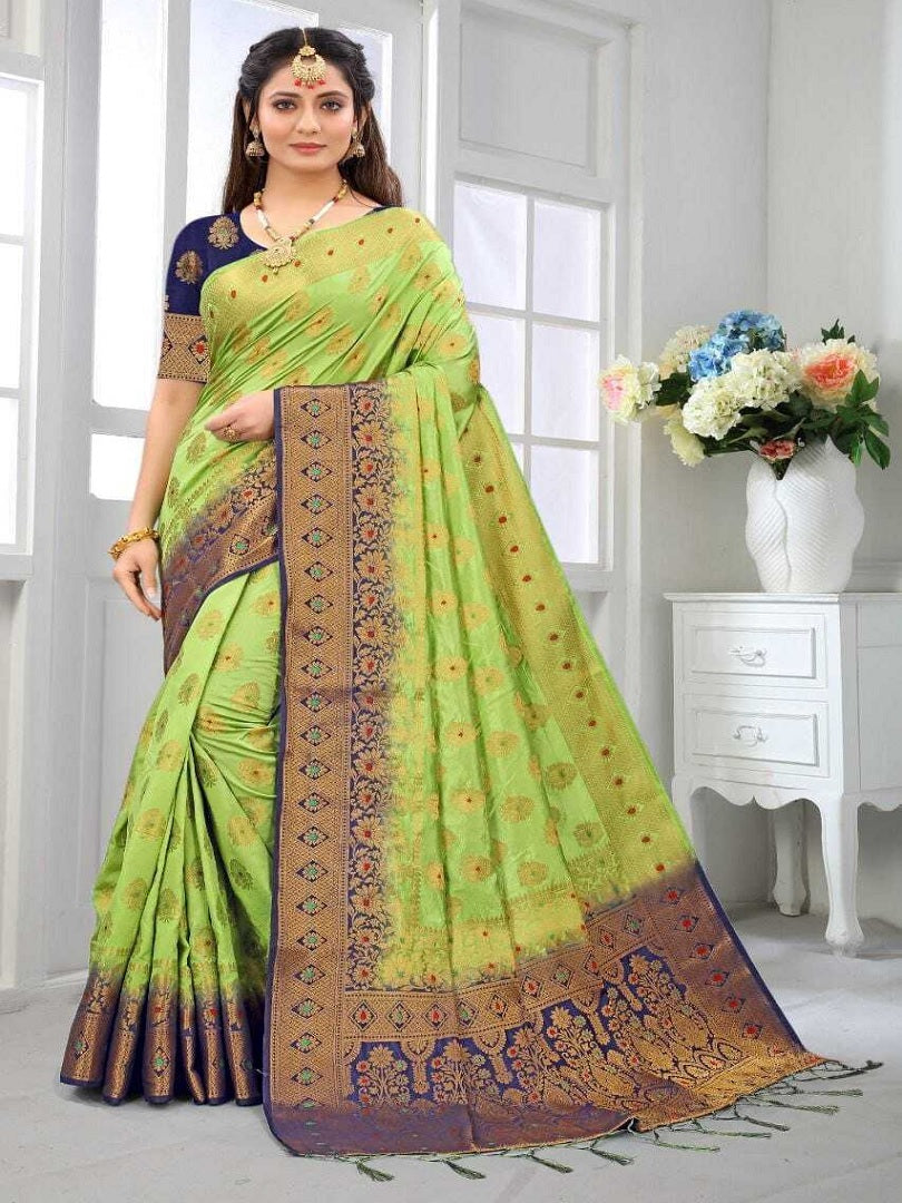 Soft Banarsi Silk Pure Golden Jari Design Work Saree image 6