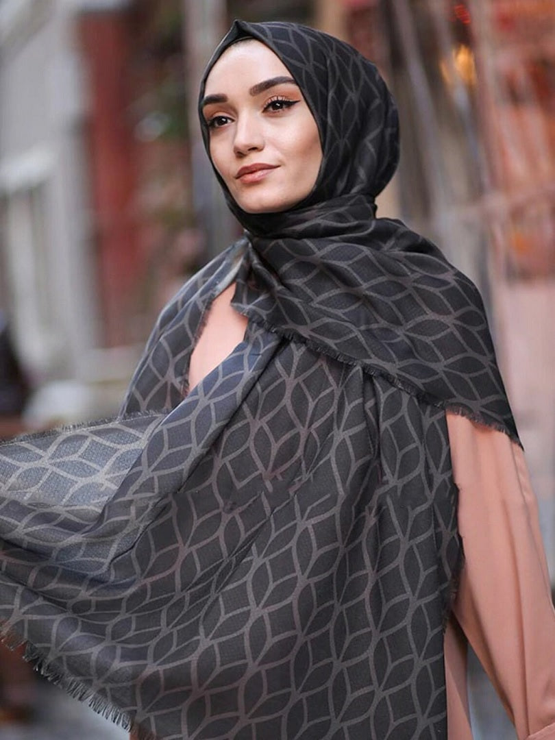Geometric Printed Pashmina Cotton Dupatta Scarf Head Cover J5768 image 5