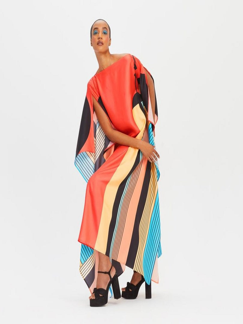 Women Printed Fancy Soft Satin Silk Kaftan J5628 image 5