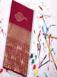 Kanchipuram Silk Saree Jacquard Border Sari Unstitched Blouse image 4