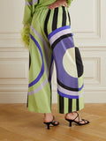 V-Neck Style Circular Printed Silk Crepe Co-ord Sets For Women And Girl's J5693 image 5