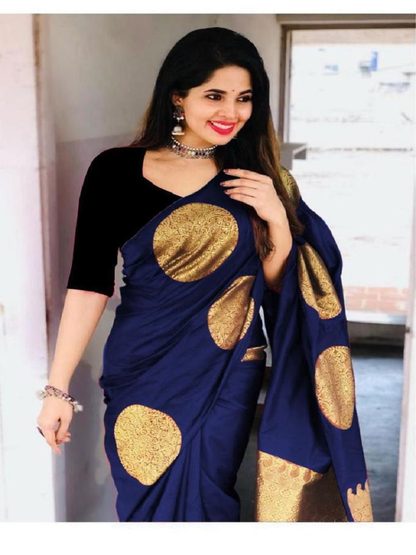 Women's Banarasi Lichi Silk Party, Wedding and Marriage Wear Saree With Blouse 11-KP19 image 5