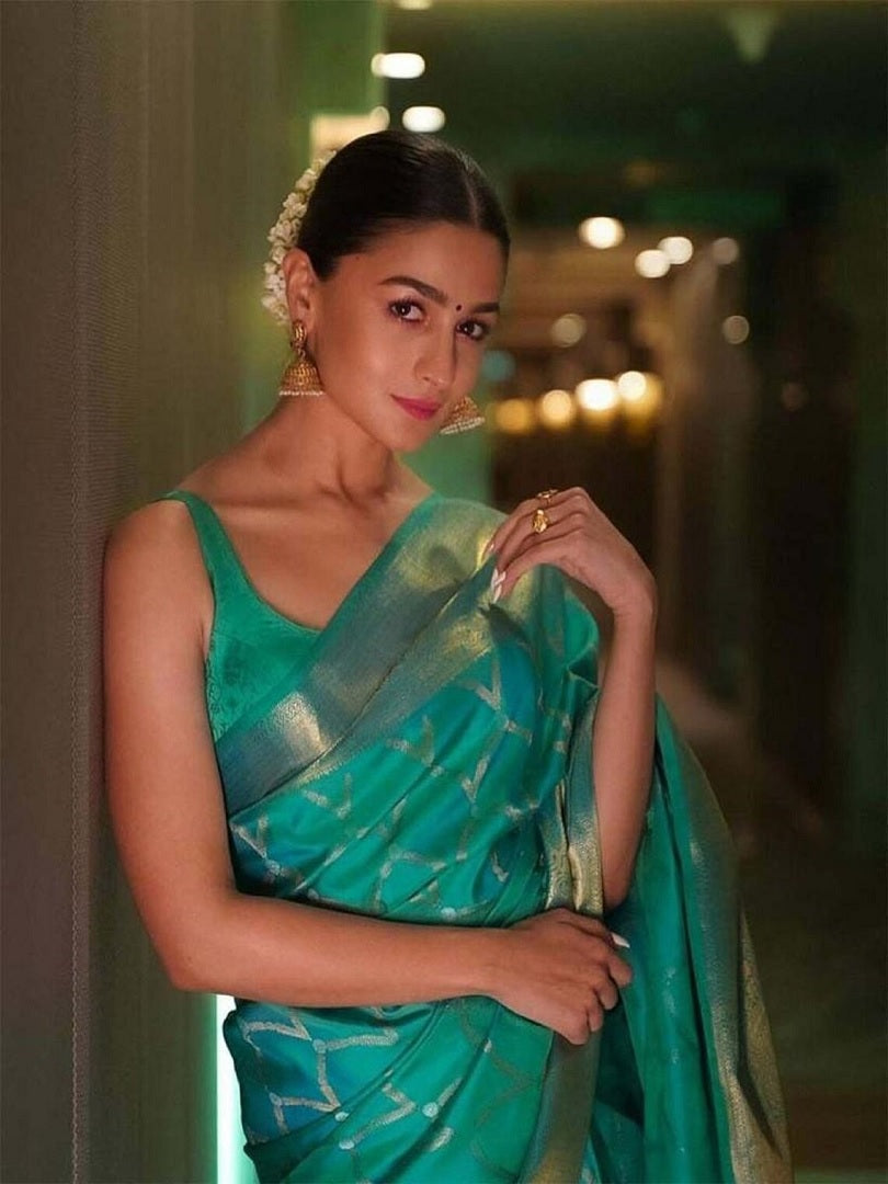 Soft Lichi Silk Rich Pallu & Jacquard Work Saree image 5