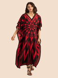 V Neck Printed Lounge Wear Soft Silk Crepe Kaftan J5765 image 2