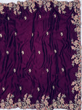 Eggplant Color Rangoli Silk Embroidery Work Saree image 7