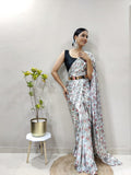 Imported Lycra Silk Ready To Wear Saree With Metal Belt image 5
