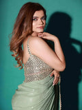 Georgette Embroidery Sequence Work With Sequence Cut Work Lace Saree image 6