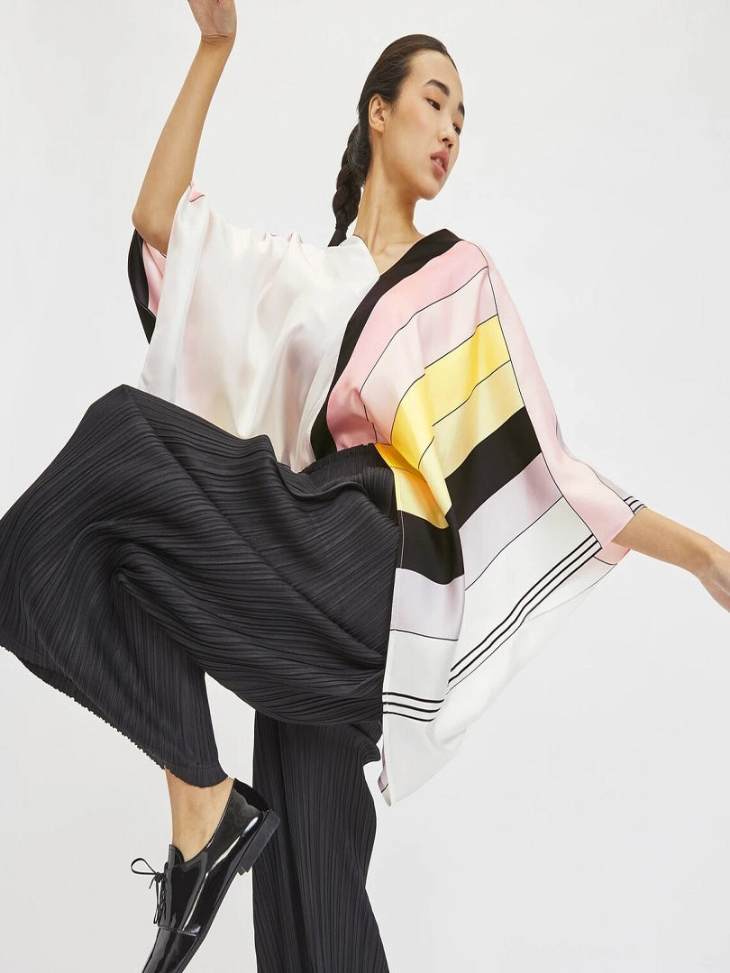 Soft Satin Silk Printed Kaftan Top With Crush Pant Co-ord Sets J5640 image 5