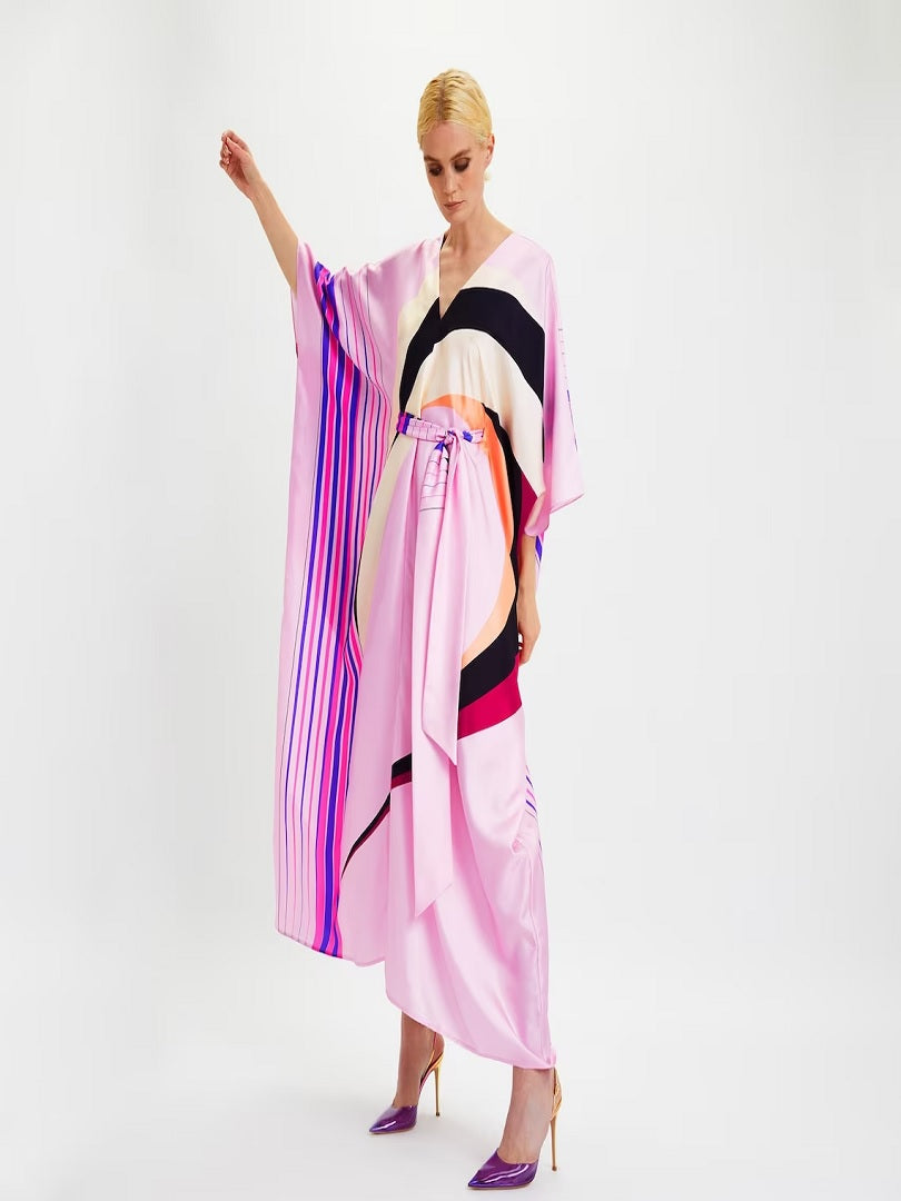 Women's Belt Style Casual Wear Satin Silk Kaftan (Free Size) J5647 image 5