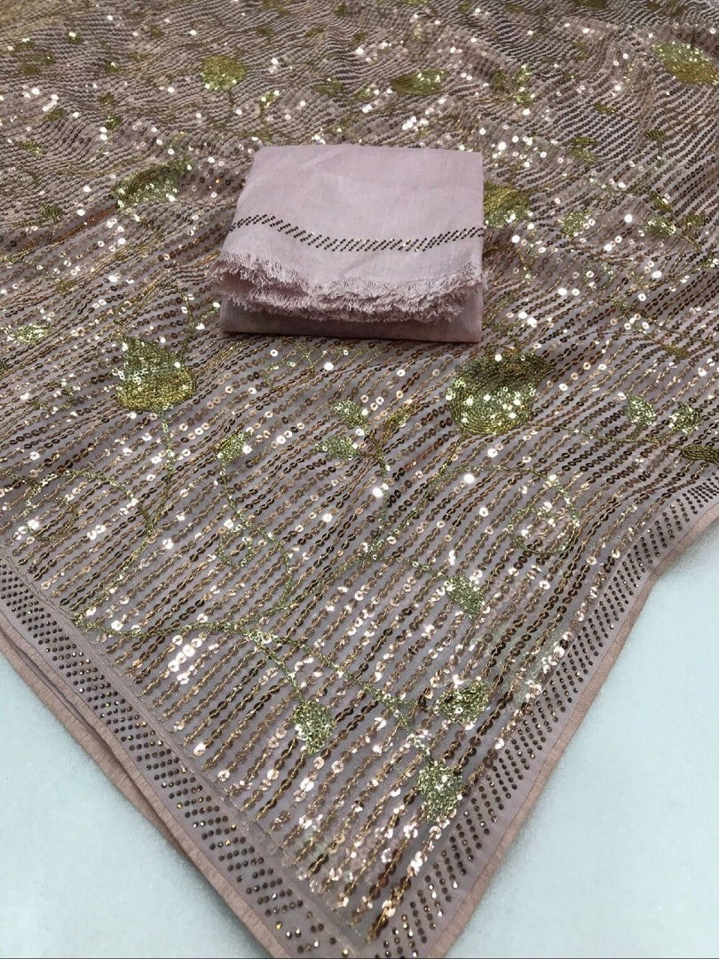 Stylist Georgette Sequence Work Saree Function Wear Saree image 6