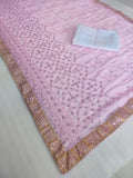 Pink Georgette Embroidery Sequence Work Saree image 5