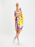 Butterfly Belted V-Neck Style Kaftan, Satin Silk Short Caftan J5654 image 5