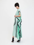 Beach Wear Sea Green Shaded Dot Printed Style Women French Moss Kaftan J5686 image 5
