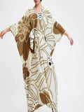 V-Neck Belted Floral Printed French Moss Kaftan For Women J5690 image 5