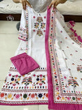 Women White Muslin Ethnic Printed Kurti with Bottom Dupatta Suit AD image 6