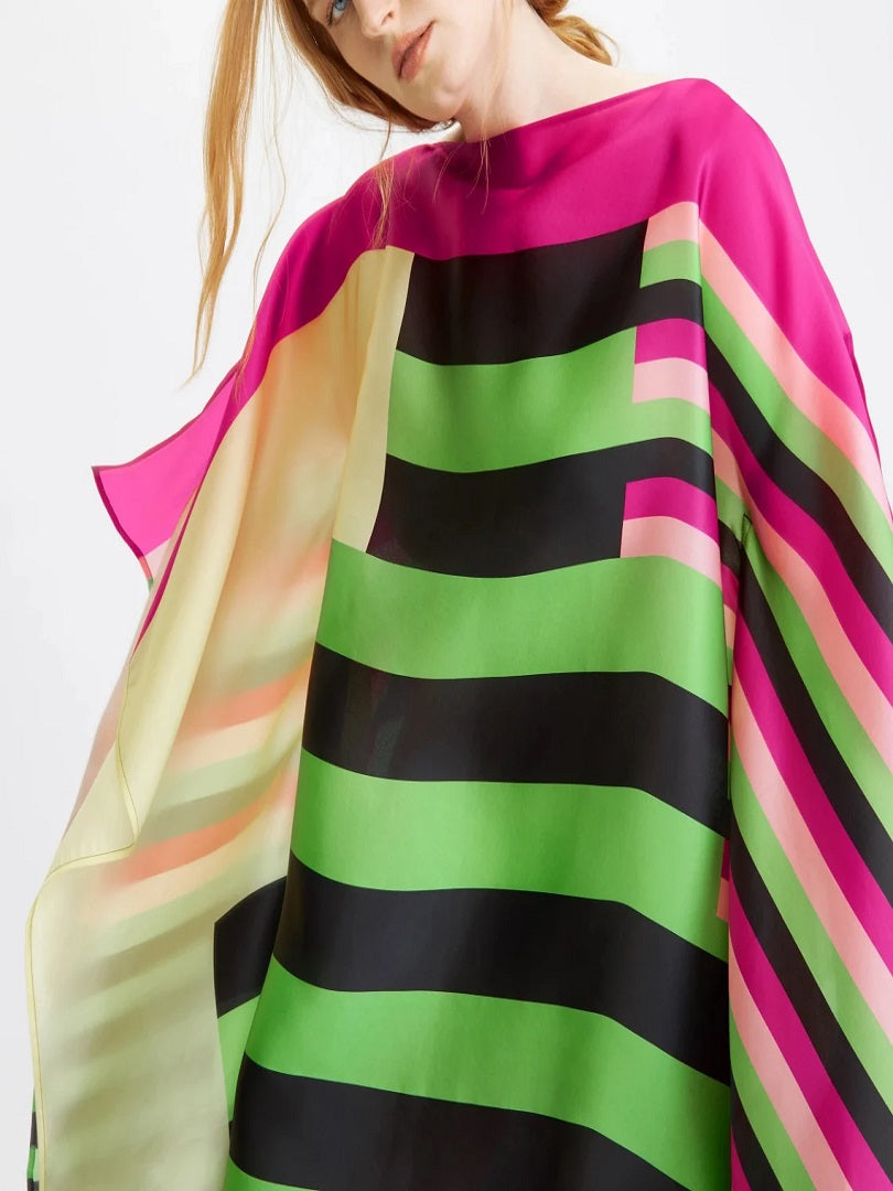 Striped Printed Organza Silk Women Party Wear Kaftan J5784 image 5