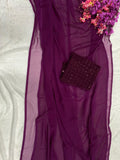 Pure Smooth Georgette Saree, Pure velvet With Sequence Work Blouse image 13