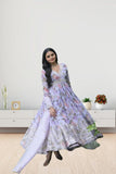 Russian Silk with Embroidery Work Long Anarkali Dress With Dupatta image 5