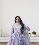 Russian Silk with Embroidery Work Long Anarkali Dress With Dupatta image 6