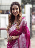 Pink Lichi Silk Banarasi Saree image 2