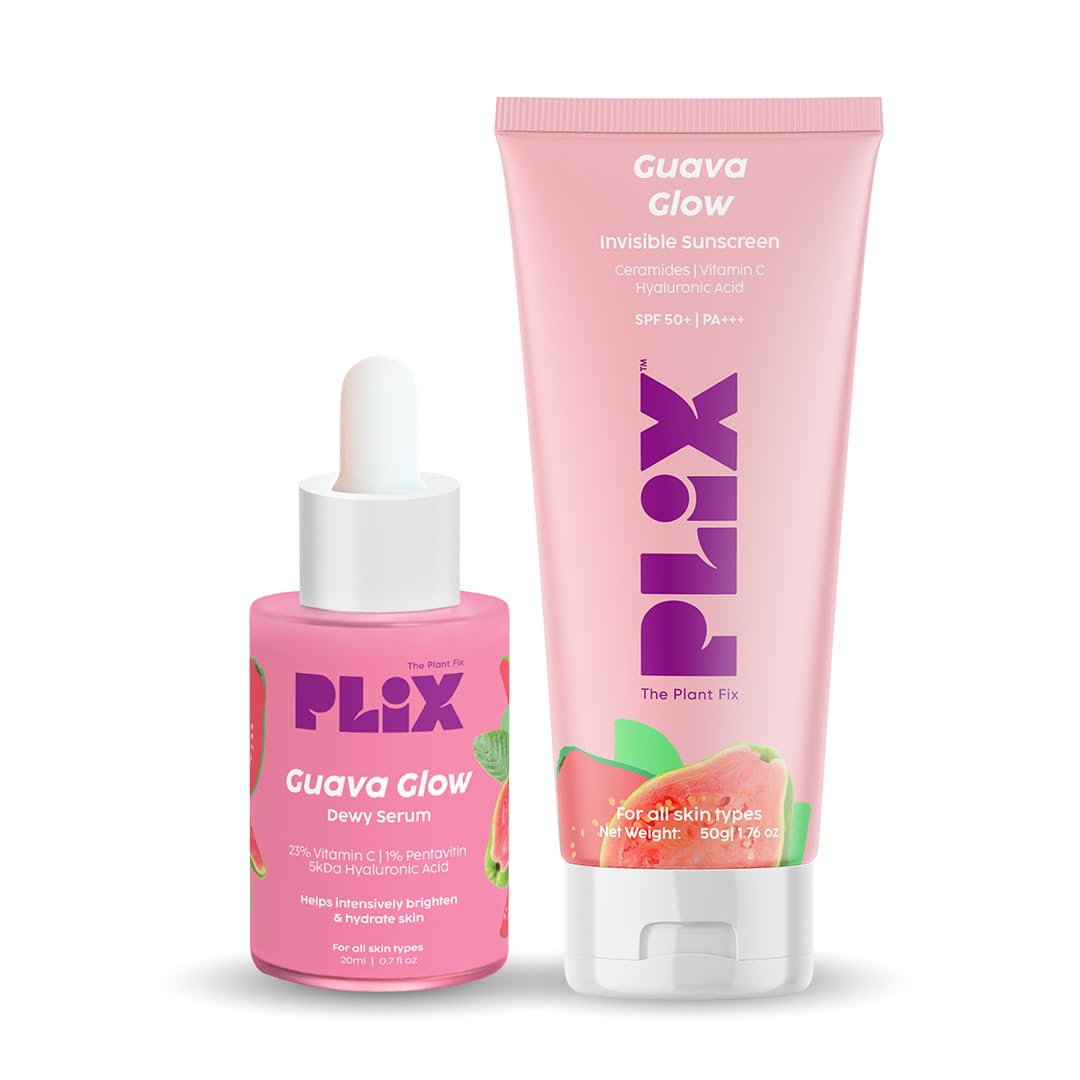 PLIX  SPF 50+ Guava Glow Sunscreen and 23% Vitamin C Guava Face Serum Combo (50g and 20ml) image 1