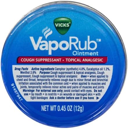 (2) Vicks Vaporub Topical Ointment 12g Tin Travel Size by Vick