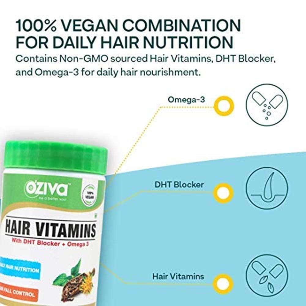 OZiva Hair Vitamins (With Dht Blocker & Omega 3) image 3