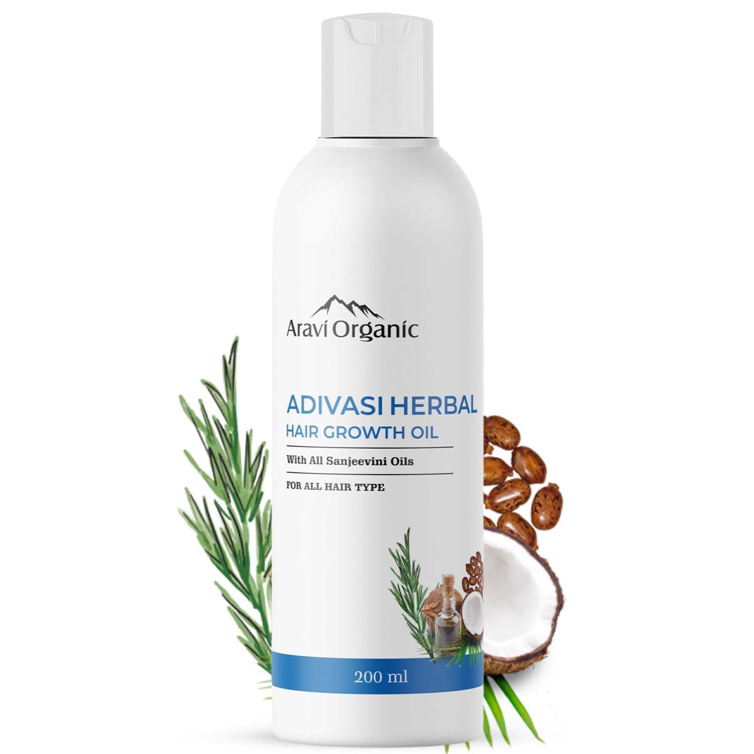 Aravi Organic Adivasi Herbal Oil - For Quick Hair Growth & Control Hair Fall - For Women and Men - 200 ml image 1