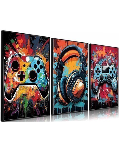 3-Piece Retro Gaming Wall Art Set – Colorful Neon Watercolor Posters and Canvas Prints for Boys’ Bedrooms, Kids’ Gamer Rooms, and Home Decoration Paperback bookcover – AVRBOOKS