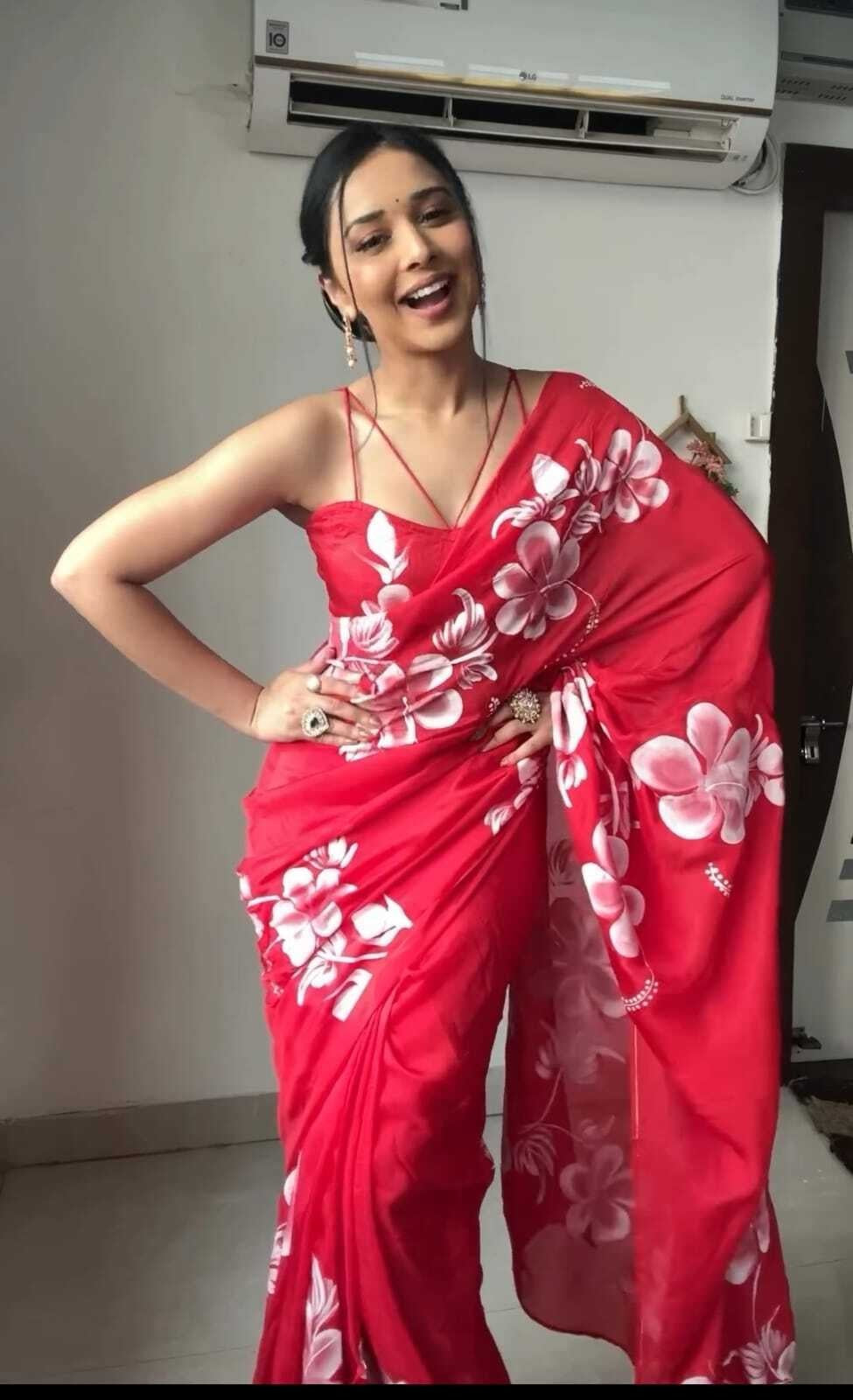 Ready To Wear Pure Soft Georgette Silk Saree With Blouse image 9