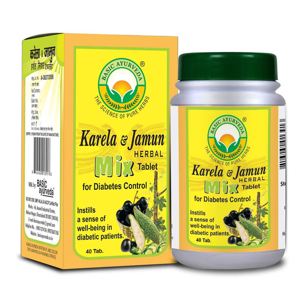 Basic Ayurveda Karela & Jamun Herbal Mix Tablet -40 Tabs image 1