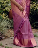 Pink  Banarsi Soft Silk Saree With Blouse image 6