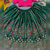 Malay Satin Silk & 9mm Sequence Embroidery Work Lehenga Blouse With Dupatta image 5