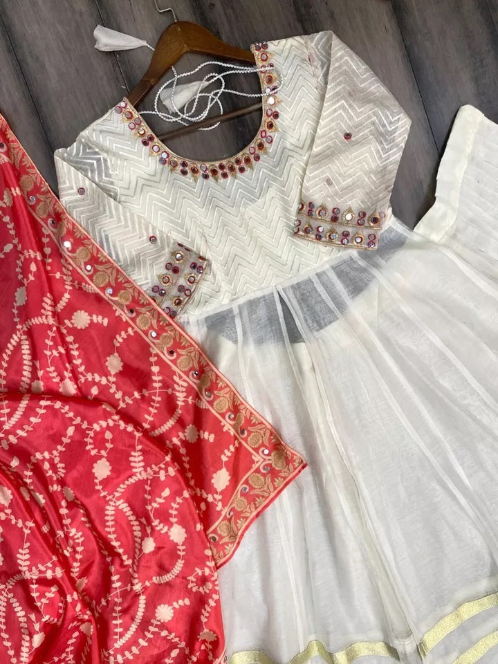 Rajwadi Silk Top & Full Flair Lehenga Dupatta image 5