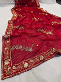 Red Georgette Embroidery Sequence Saree image 5