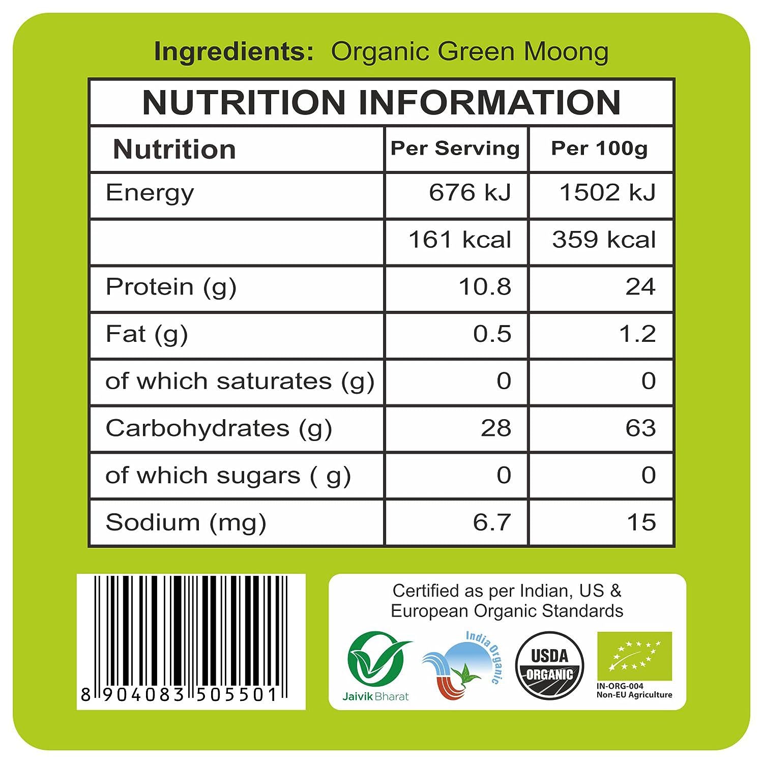 24 Mantra Organic Green Split Moong Dal - 500 gm image 5