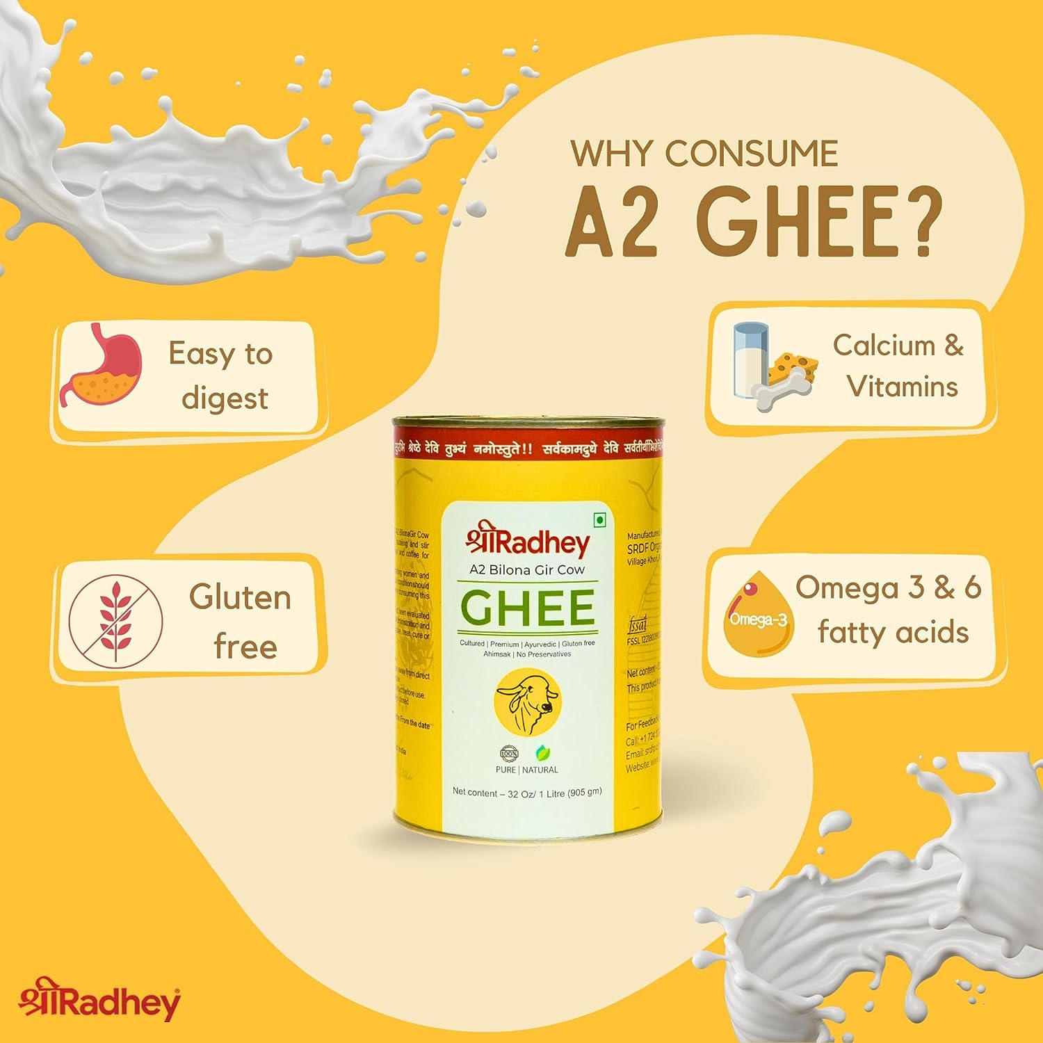 Shreeradhey A2 Bilona Gir Cow Ghee - 1 L image 5