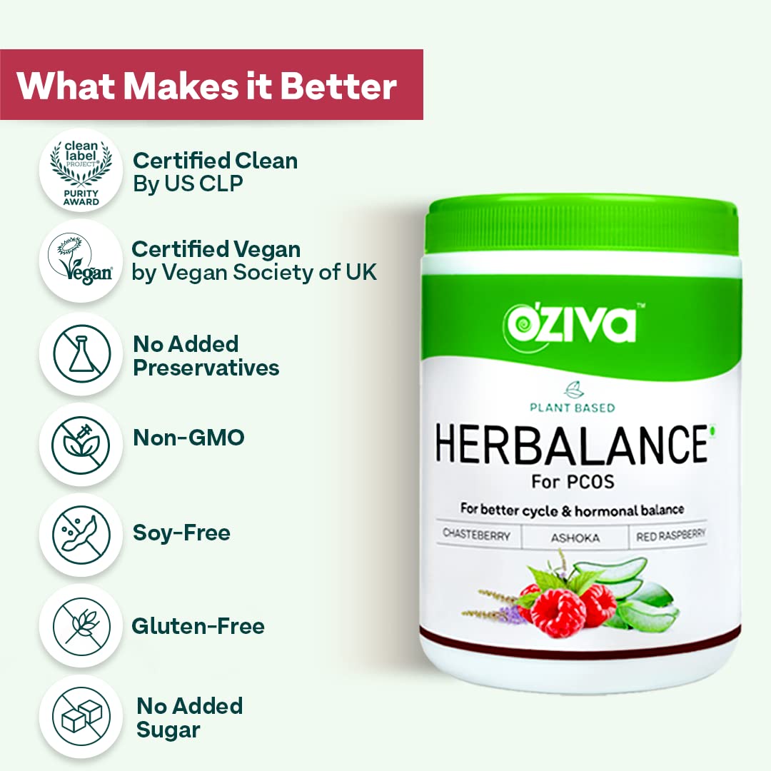 OZiva Plant Based Herbalance For Pcos - 250 gm - Pack of 1 image 4